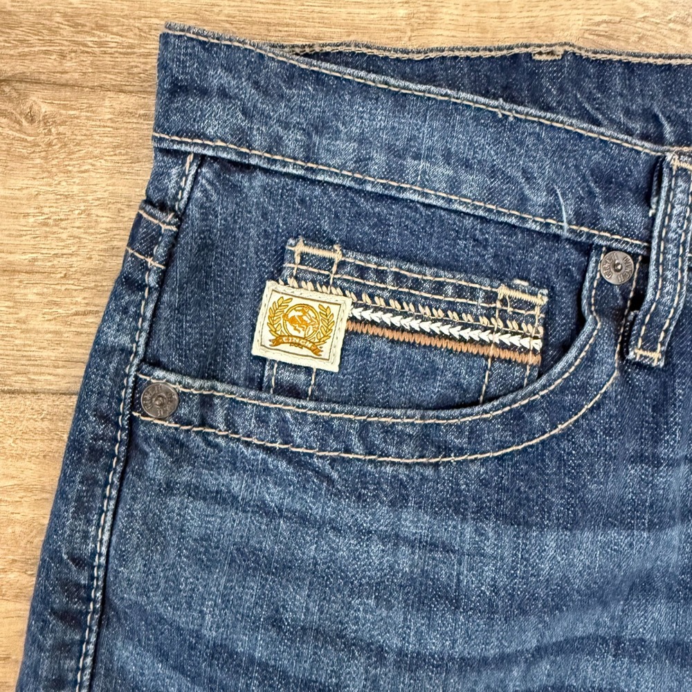 Cinch Ian Mens Slim Fit Straight Leg Blue Denim Jeans 38x32 MB30736001